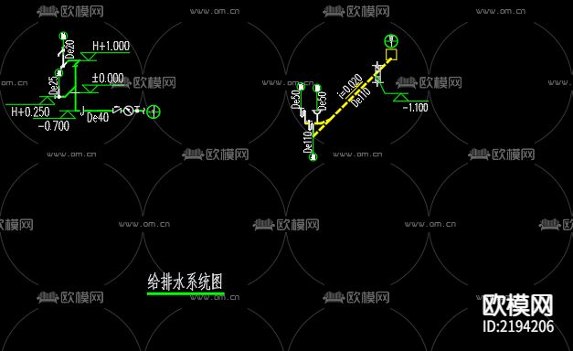 园区大门给排水CAD施工图下载（渲染图4）