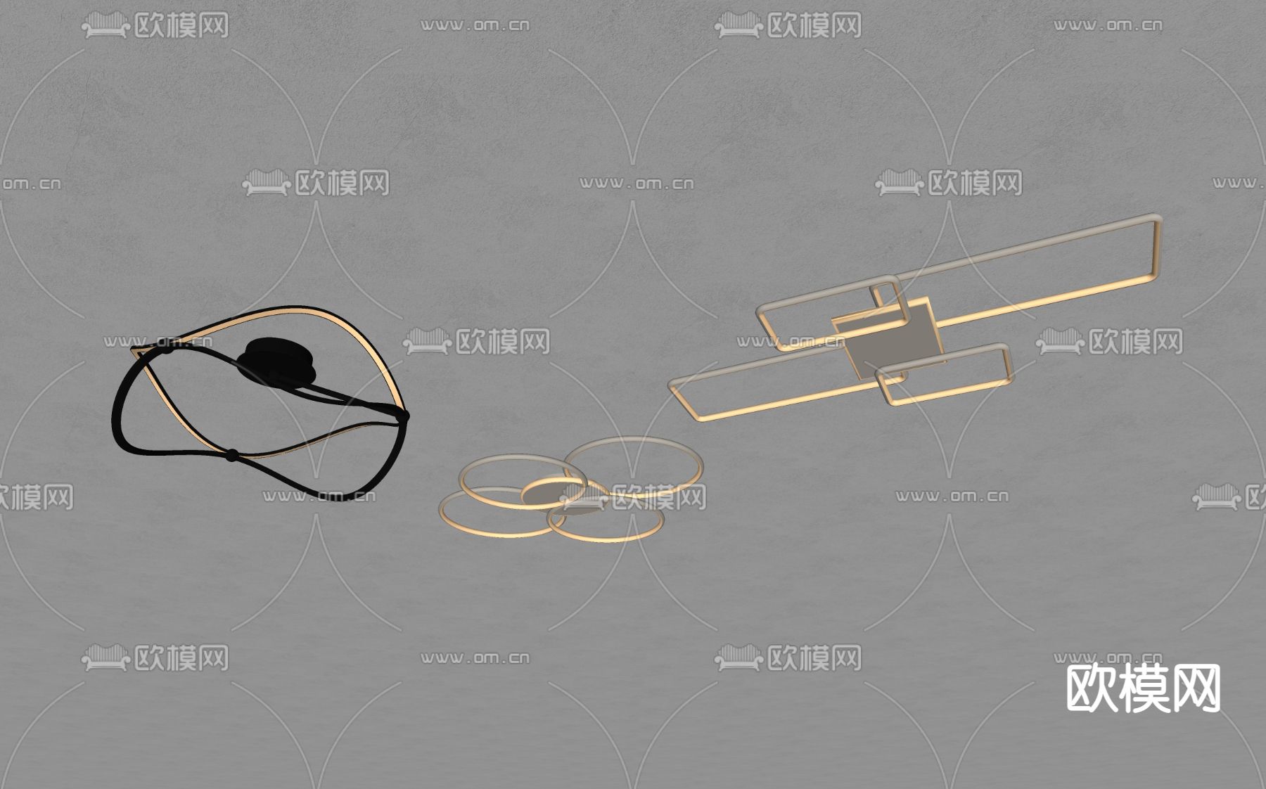 现代轻奢吸顶灯su模型下载（渲染图5）