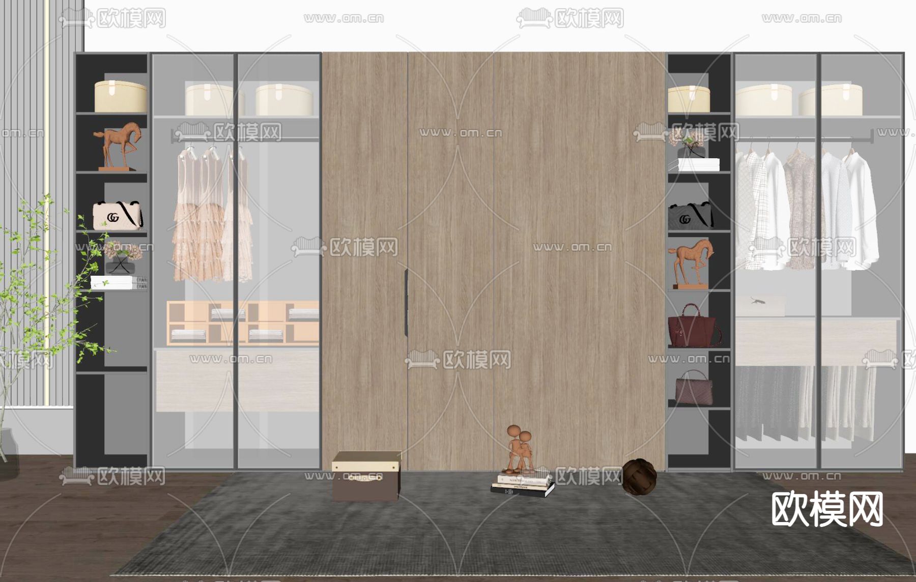 现代衣柜su模型下载（渲染图2）