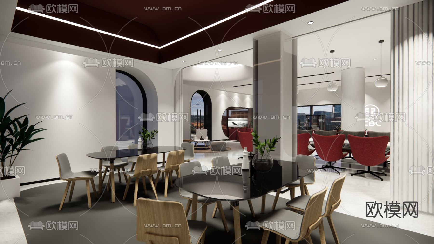 现代办公接待室su模型下载（渲染图4）