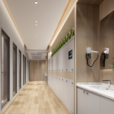  现代健身房更衣室su模型 