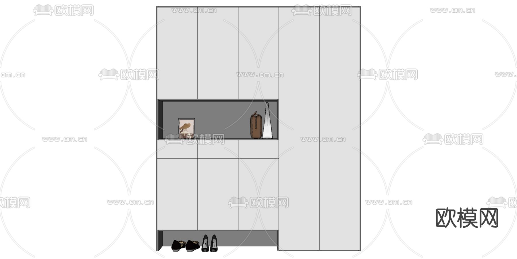 现代玄关鞋柜su模型下载（渲染图2）