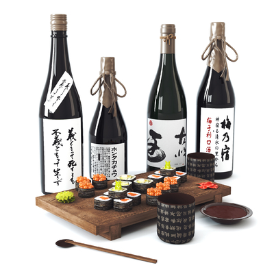  日式清酒寿司组合su模型 