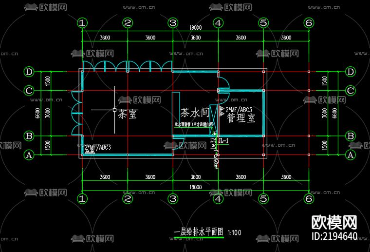茶室给排水系统CAD施工图下载（渲染图3）