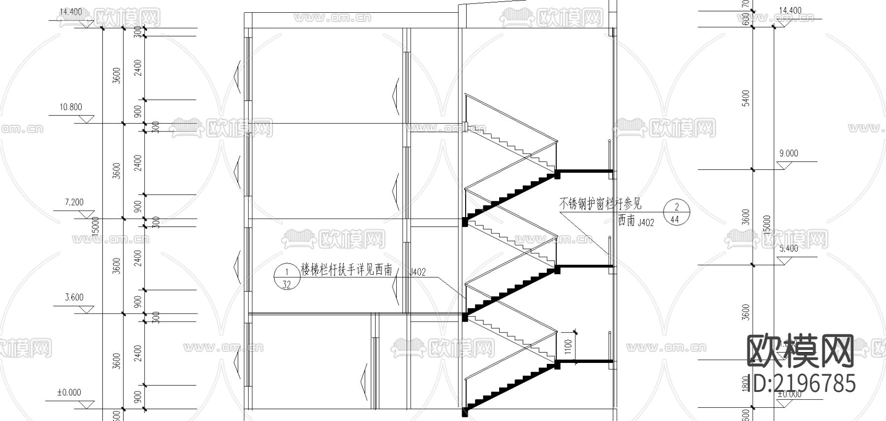 小学教学楼CAD施工图下载（渲染图2）