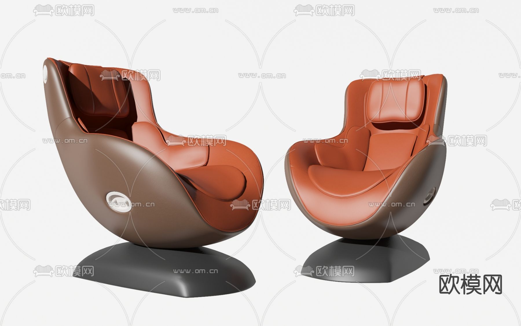 现代橙色皮革按摩椅3d模型下载