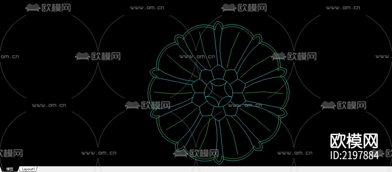 25个建筑常用木花CAD大样图下载（渲染图5）