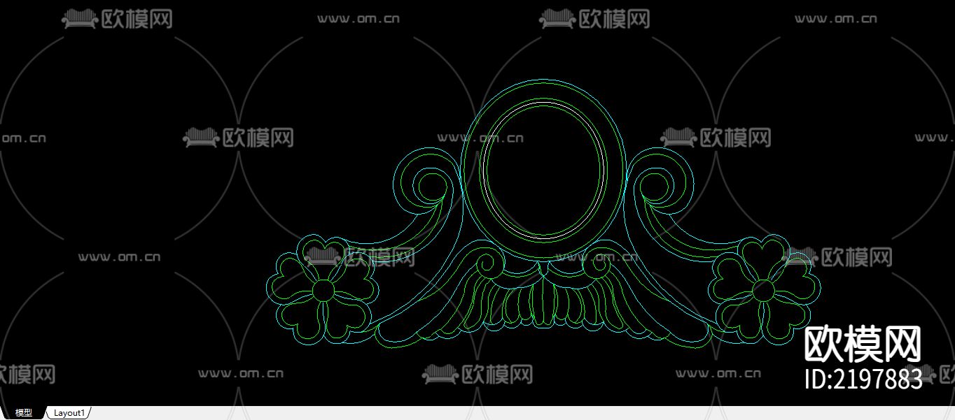 25个建筑常用木花CAD大样图下载（渲染图6）