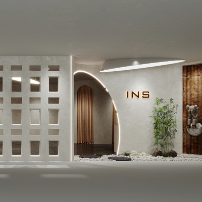  侘寂风服装店门面su模型 