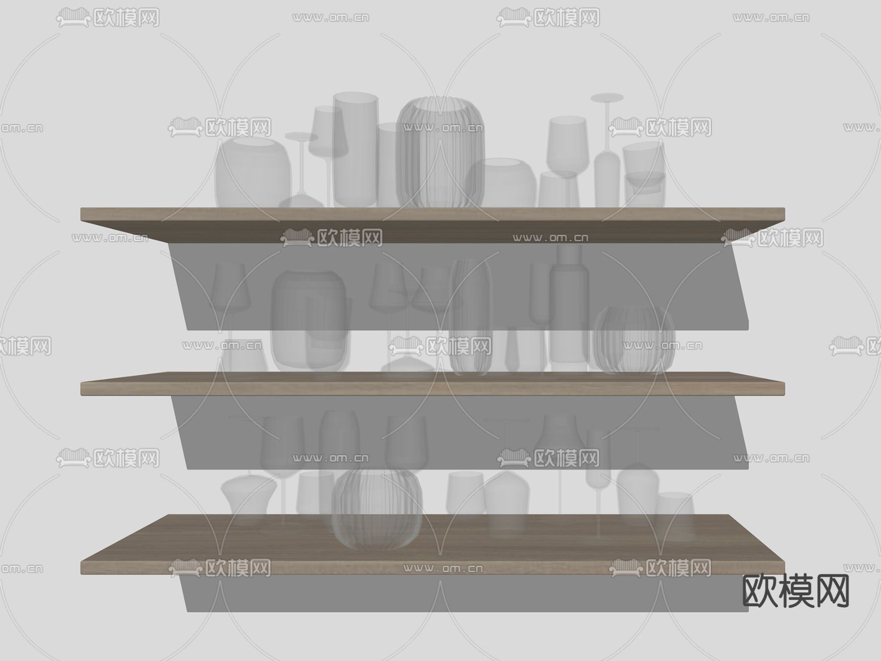 现代玻璃器皿高脚杯玻璃杯su模型下载（渲染图2）
