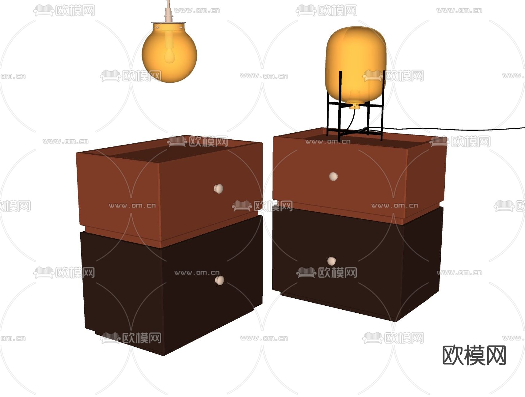 现代轻奢床头柜su模型下载（渲染图2）