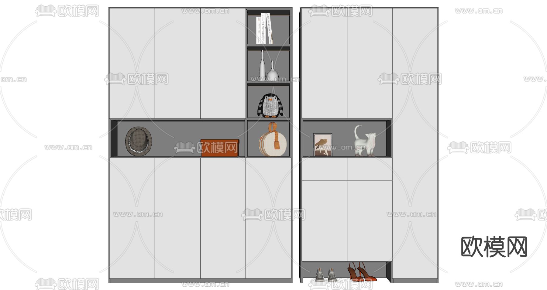 现代轻奢鞋柜su模型下载（渲染图2）