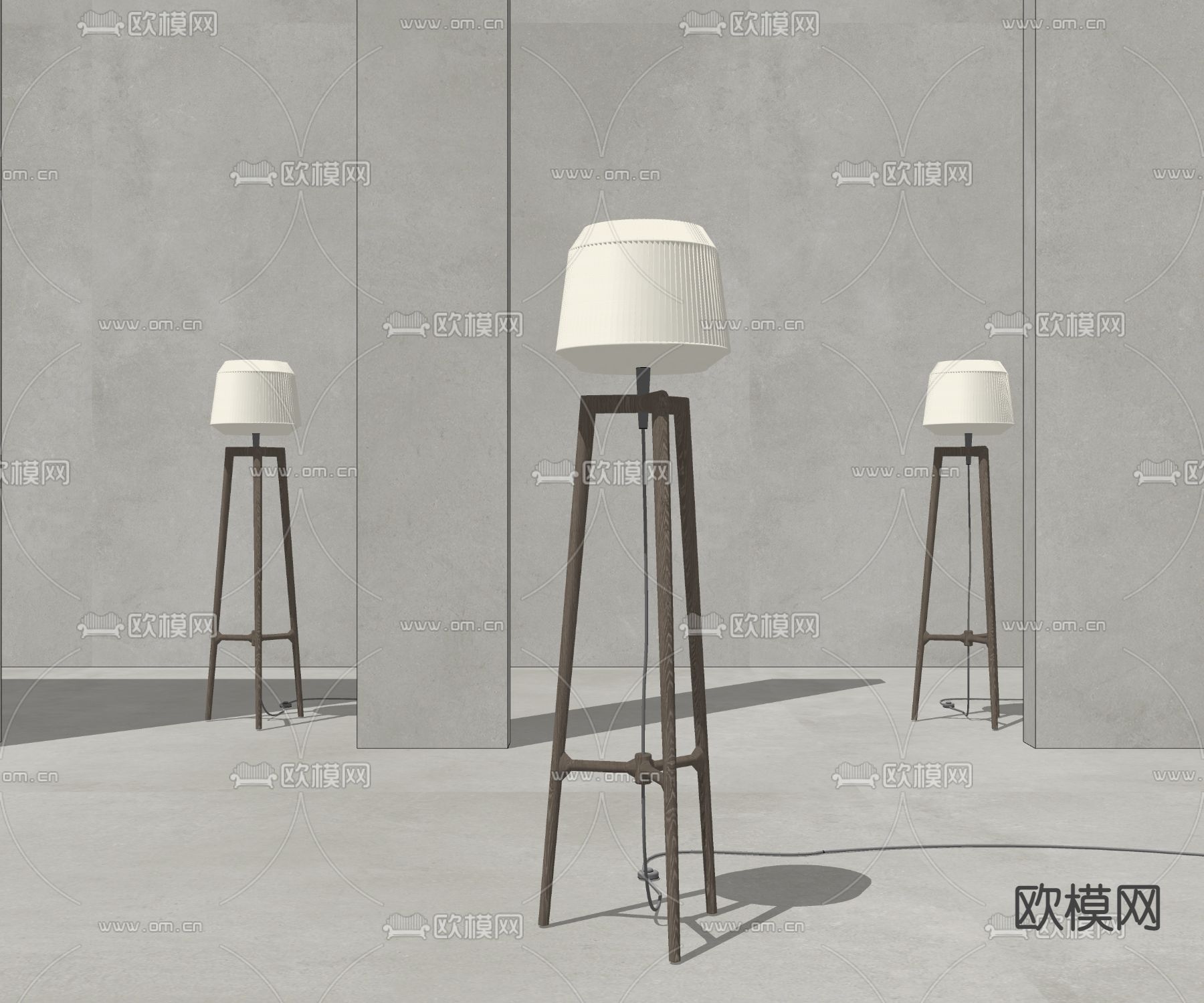 现代实木落地灯su模型下载（渲染图3）