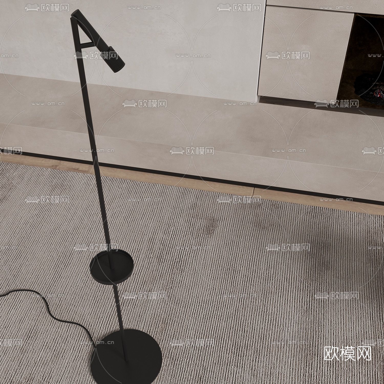 现代管状落地灯3d模型下载（渲染图2）