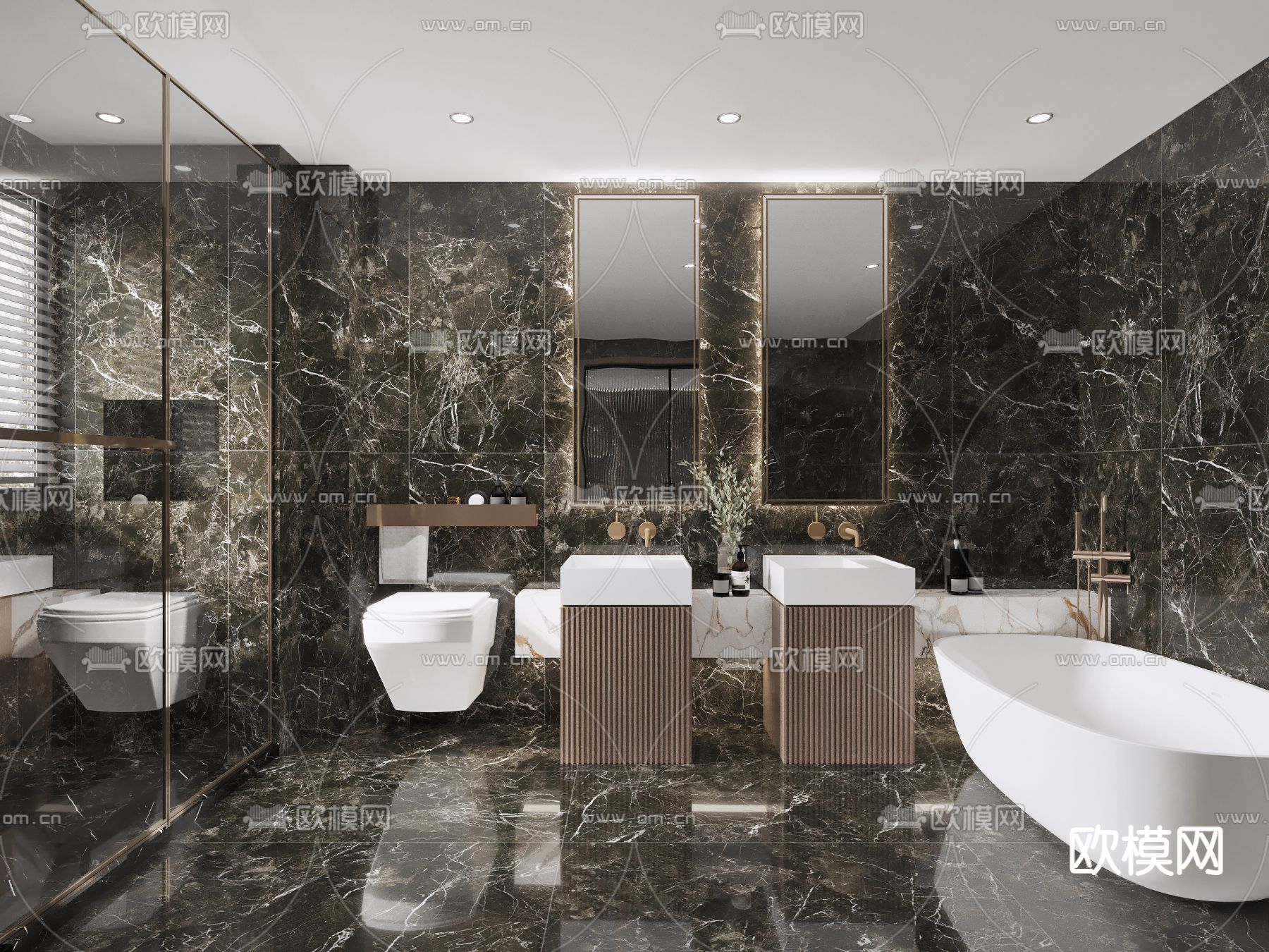 现代卫生间浴室3d模型下载