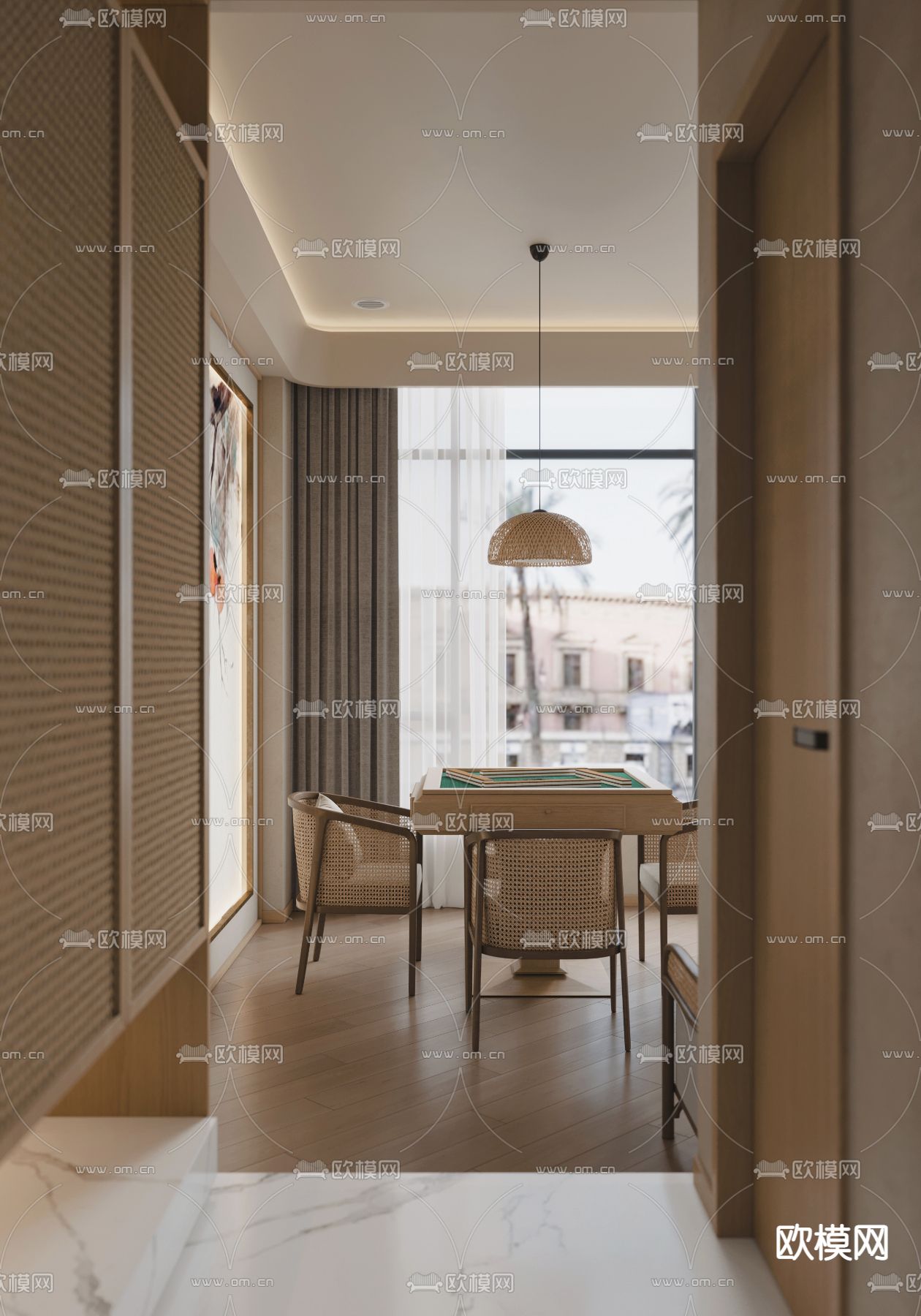 侘寂风棋牌室3d模型下载（渲染图6）