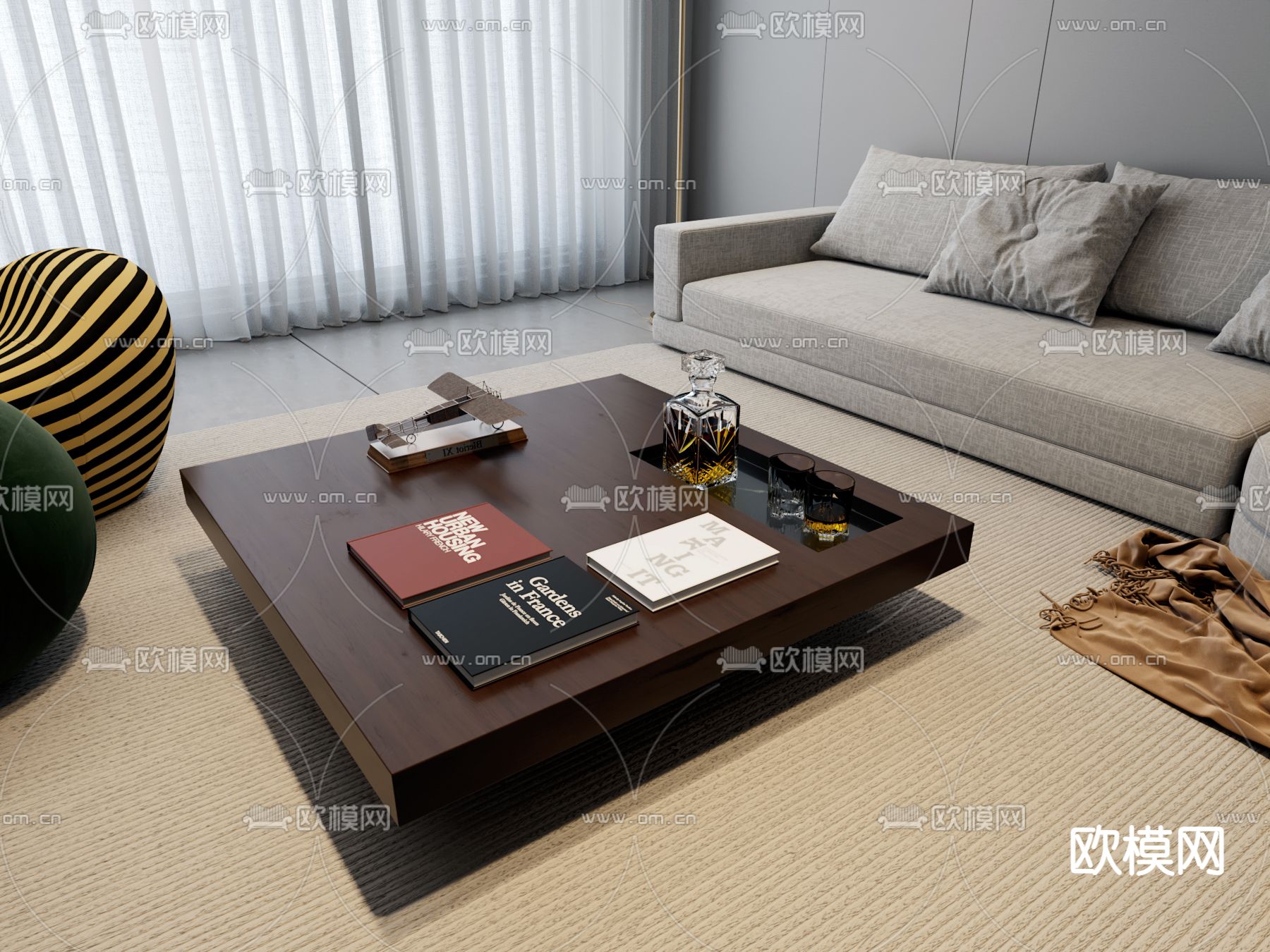 中式实木茶几3d模型