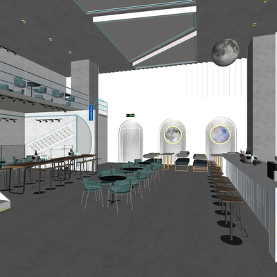  现代清吧酒吧su模型 