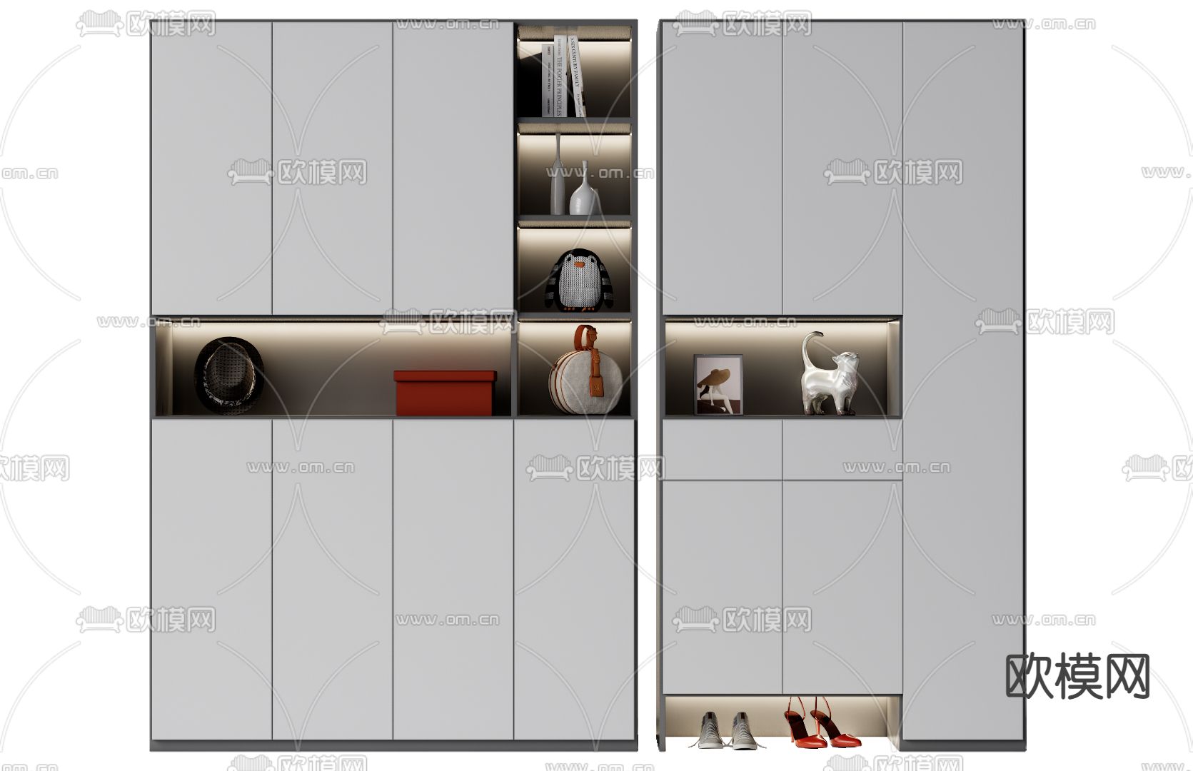 现代轻奢鞋柜su模型下载（渲染图1）