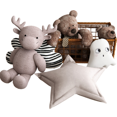  现代公仔毛绒玩具su模型 