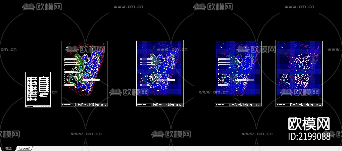 文化名人公园绿化工程cad施工图下载（渲染图4）