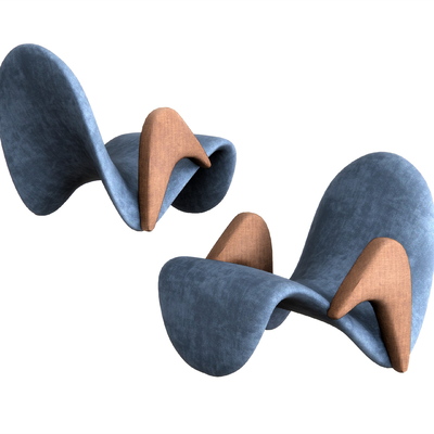  现代蓝色创意休闲躺椅su模型 