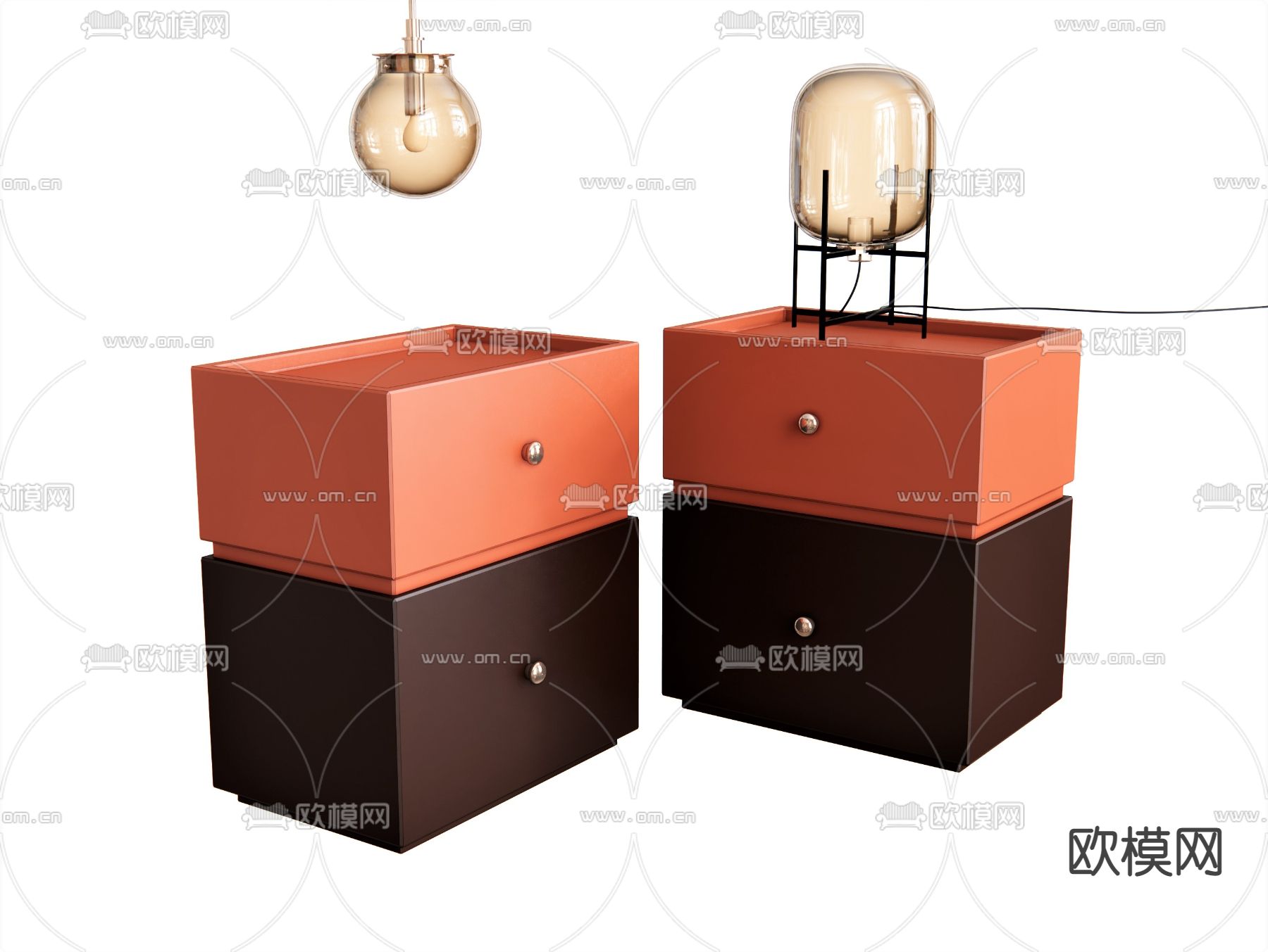 现代轻奢床头柜su模型下载（渲染图1）