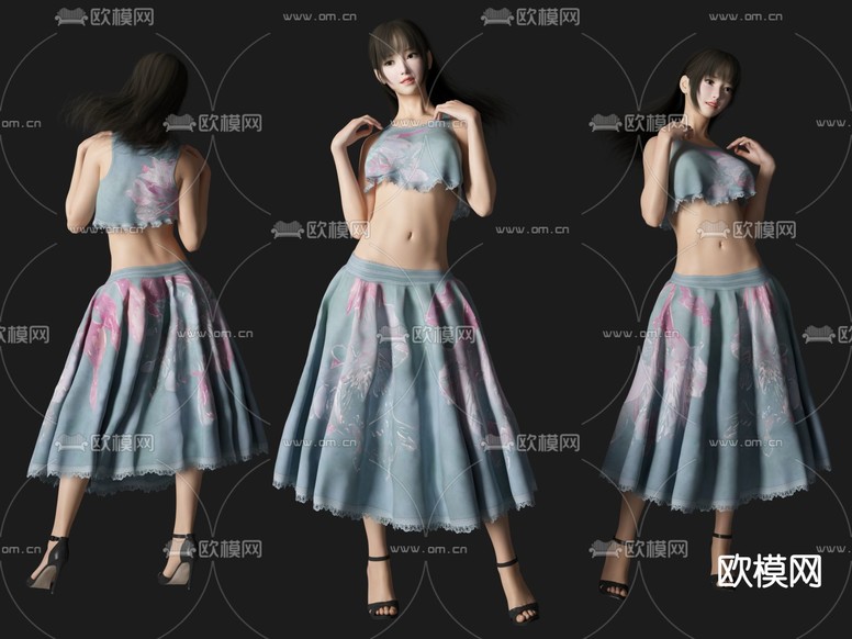 现代美女人物su模型下载(渲染图1)