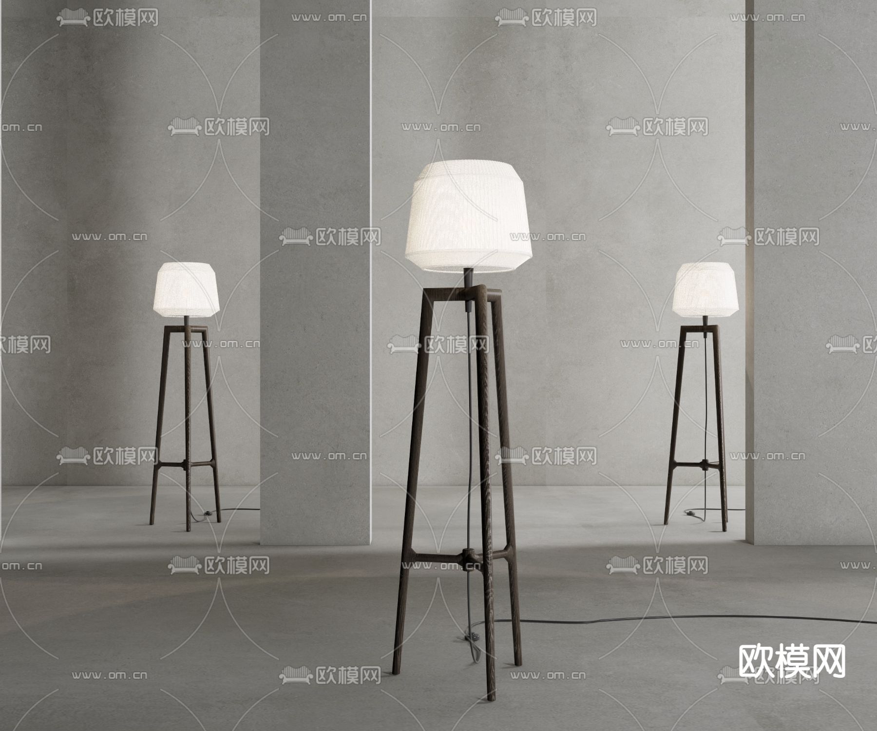 现代实木落地灯su模型下载（渲染图1）