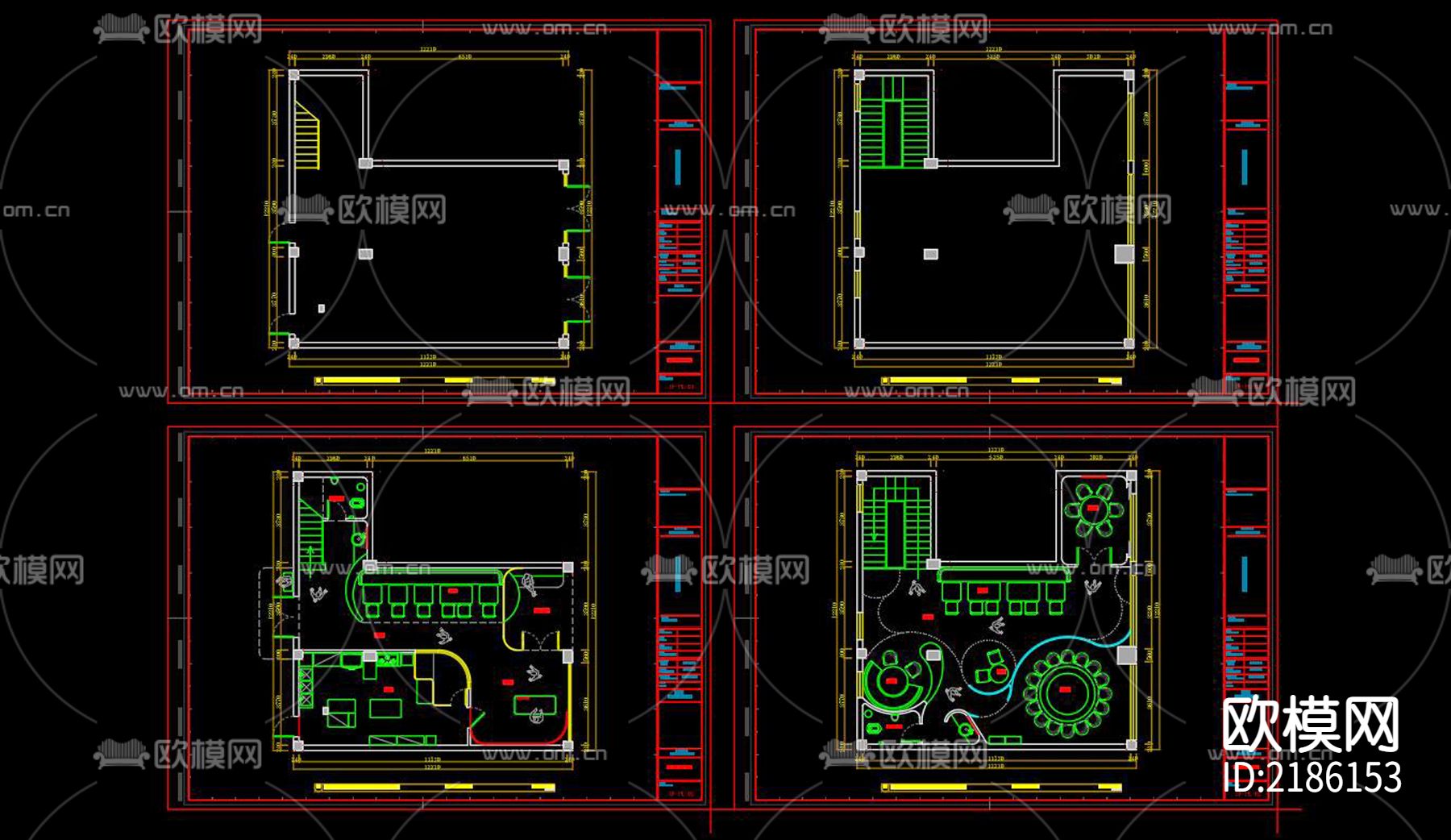 现代中餐厅平面方案+彩平PSD下载（渲染图2）
