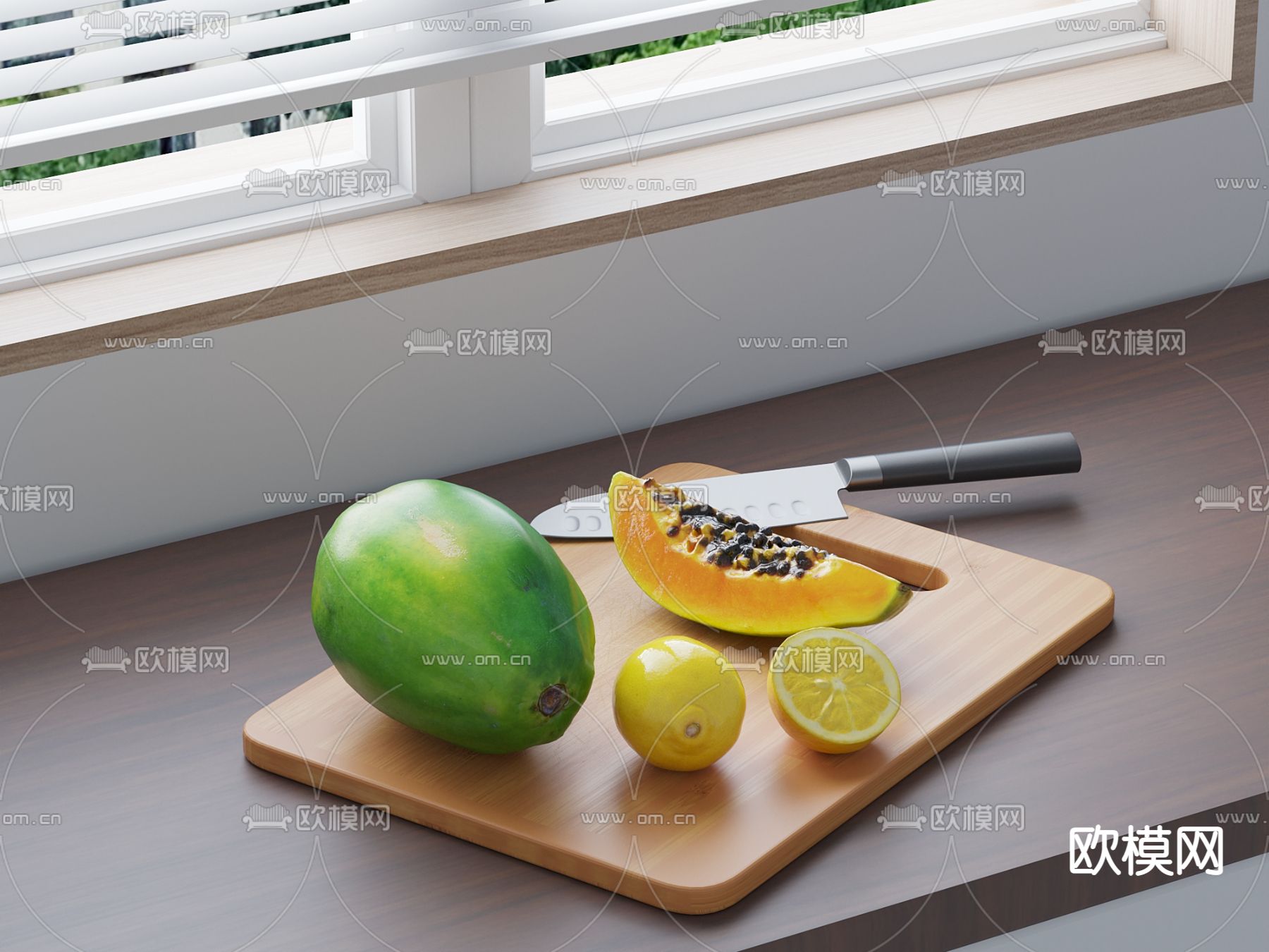 现代食物哈密瓜厨房器具3d模型下载