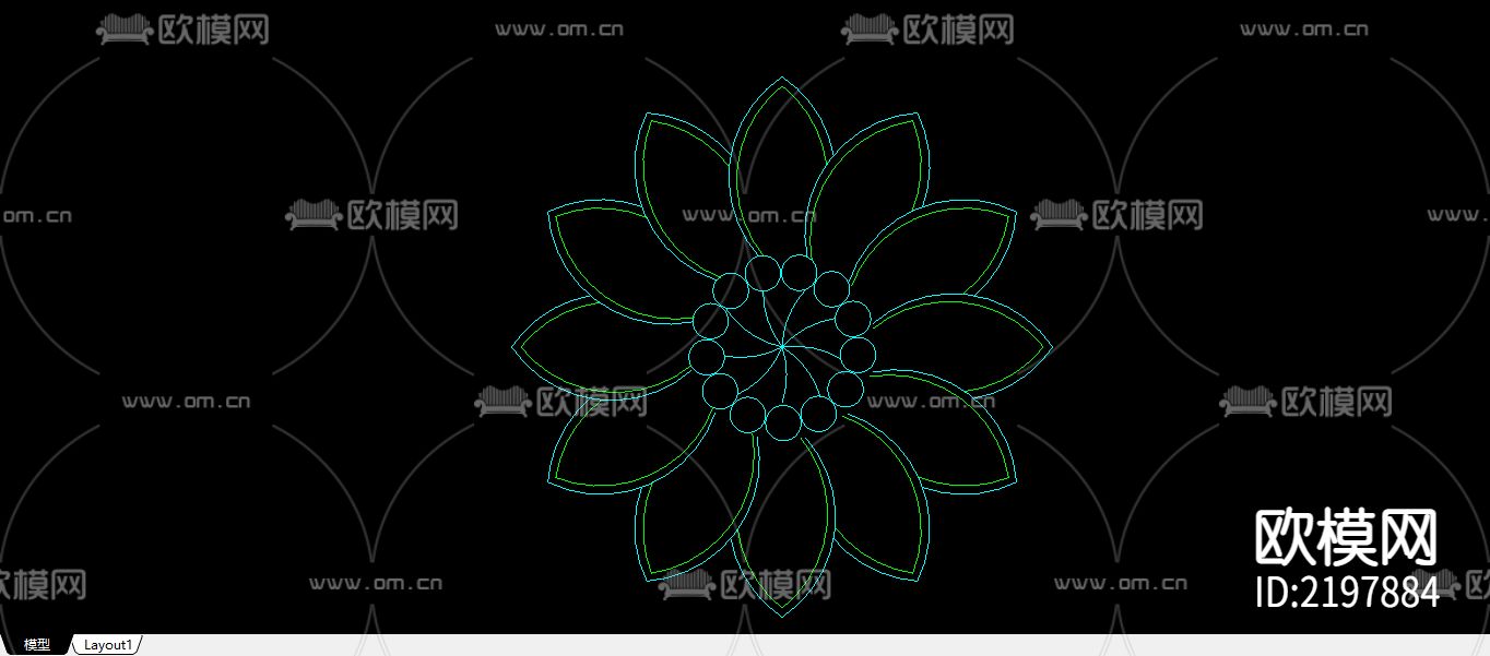 25个建筑常用木花CAD大样图下载（渲染图7）