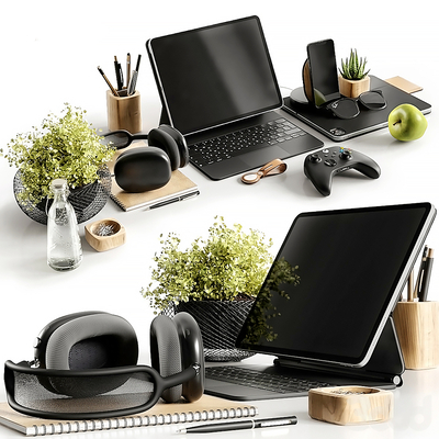  现代办公笔记本电脑su模型 