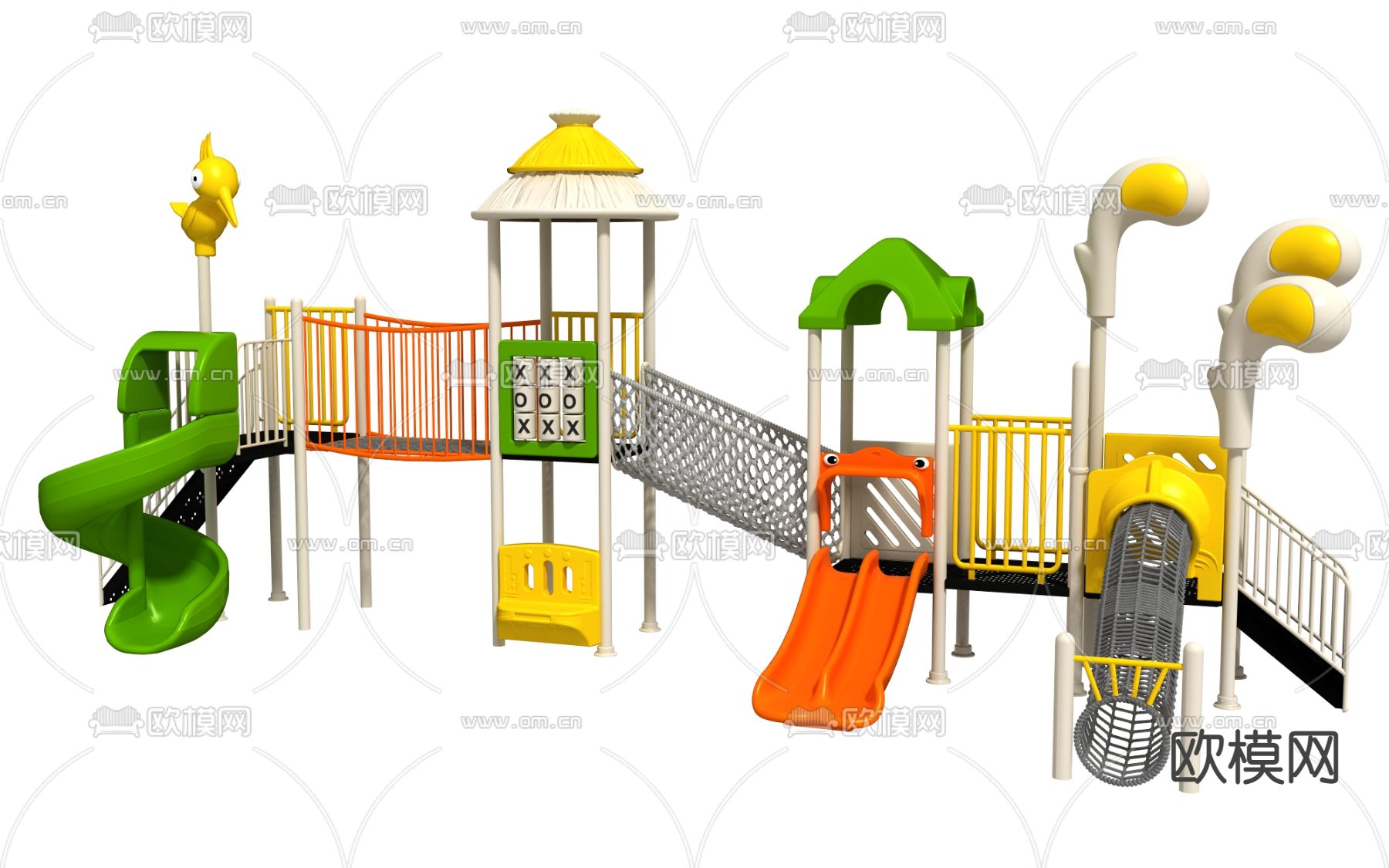 现代儿童滑梯游乐设备3d模型下载（渲染图2）