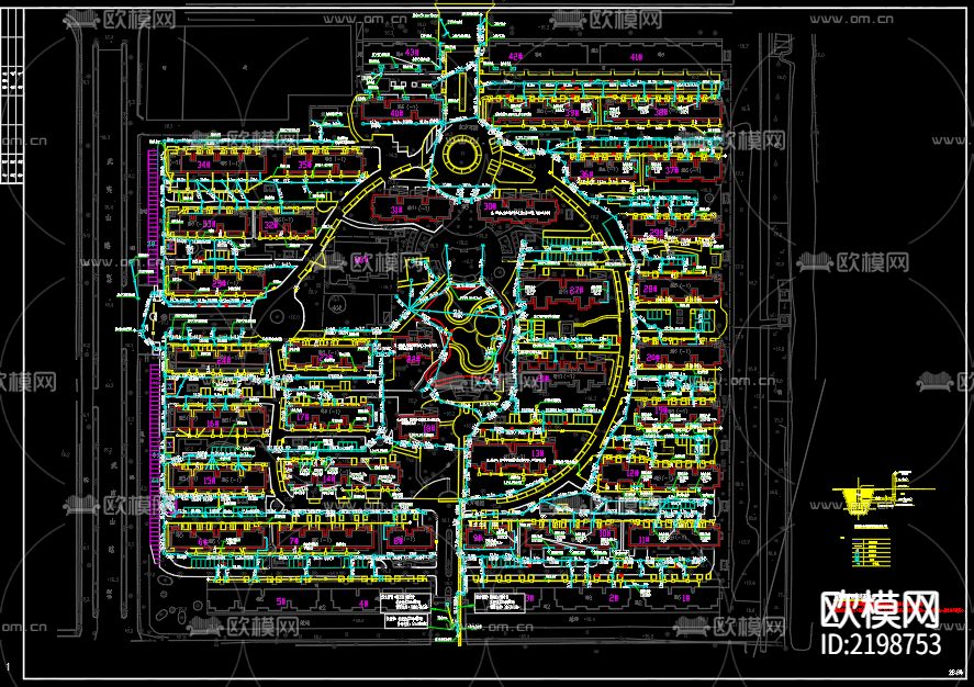 东方花园小区室外雨污分流改造项目cad施工图下载（渲染图4）