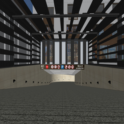  现代停车场地下车库su模型 