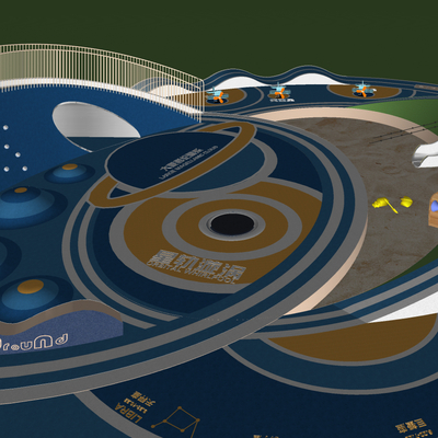  现代户外儿童游乐公园su模型 