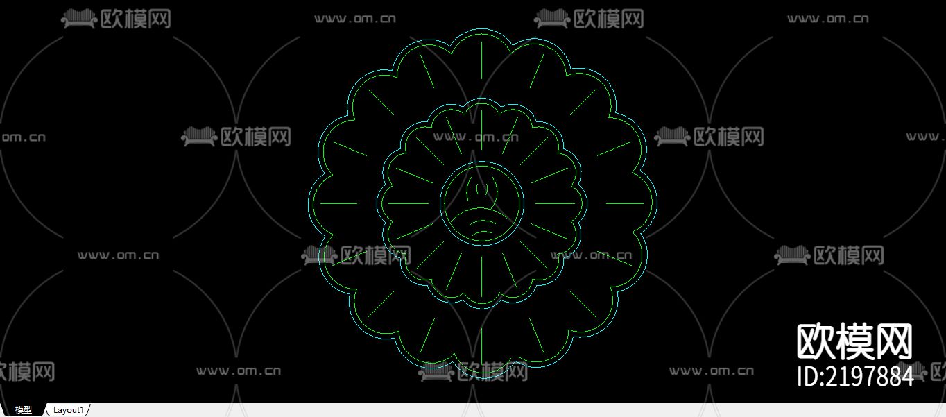 25个建筑常用木花CAD大样图下载（渲染图6）