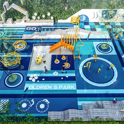  现代户外儿童游乐公园su模型 