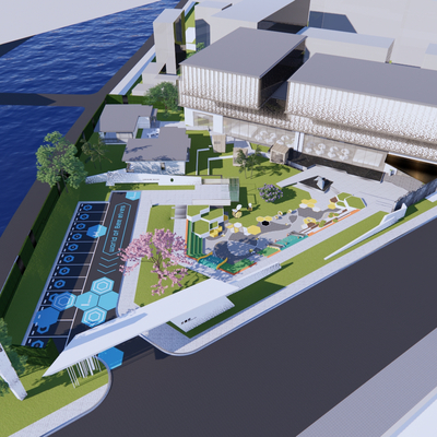  现代售楼处鸟瞰su模型 