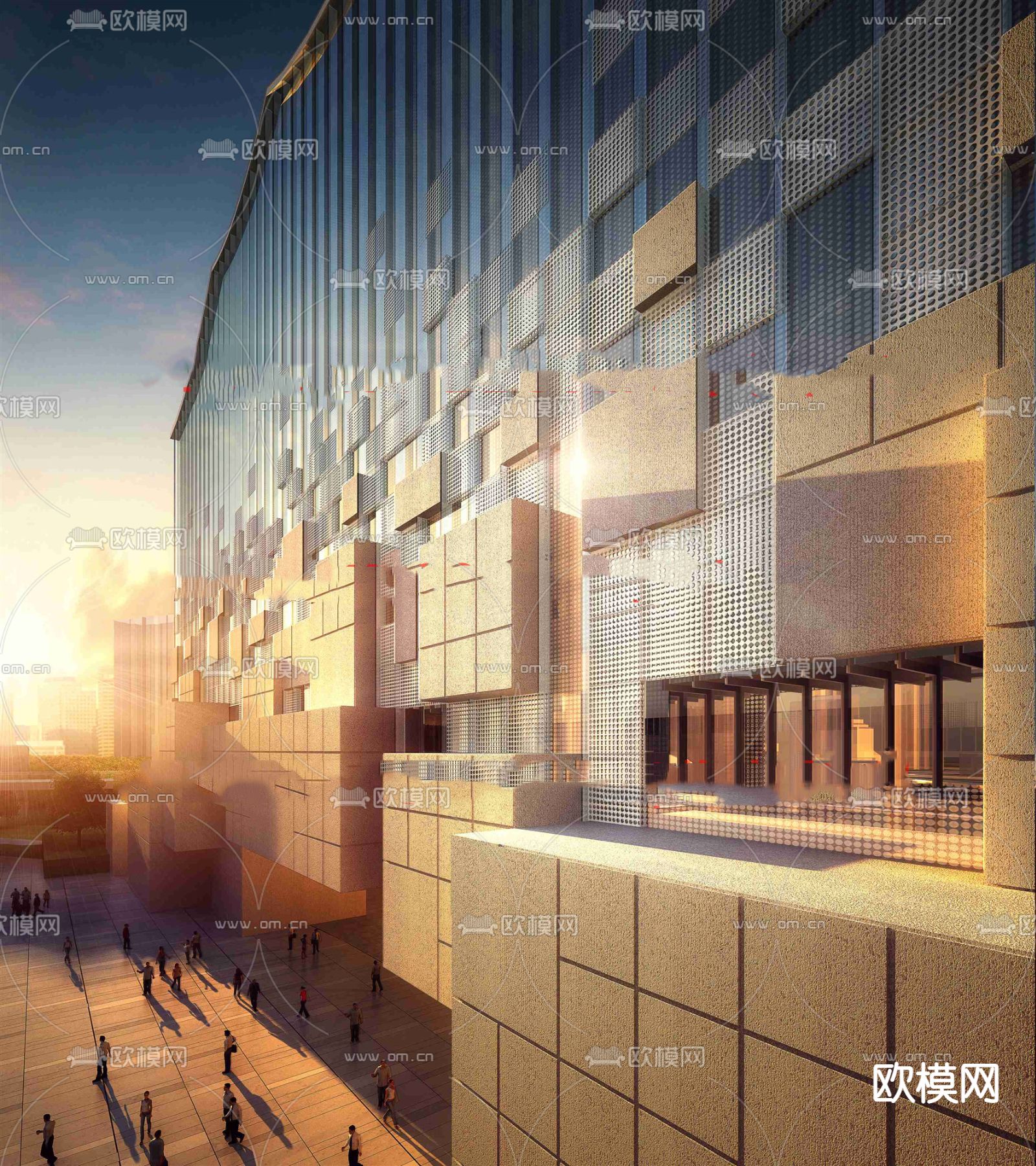 现代城市会展中心鸟瞰su模型下载（渲染图4）