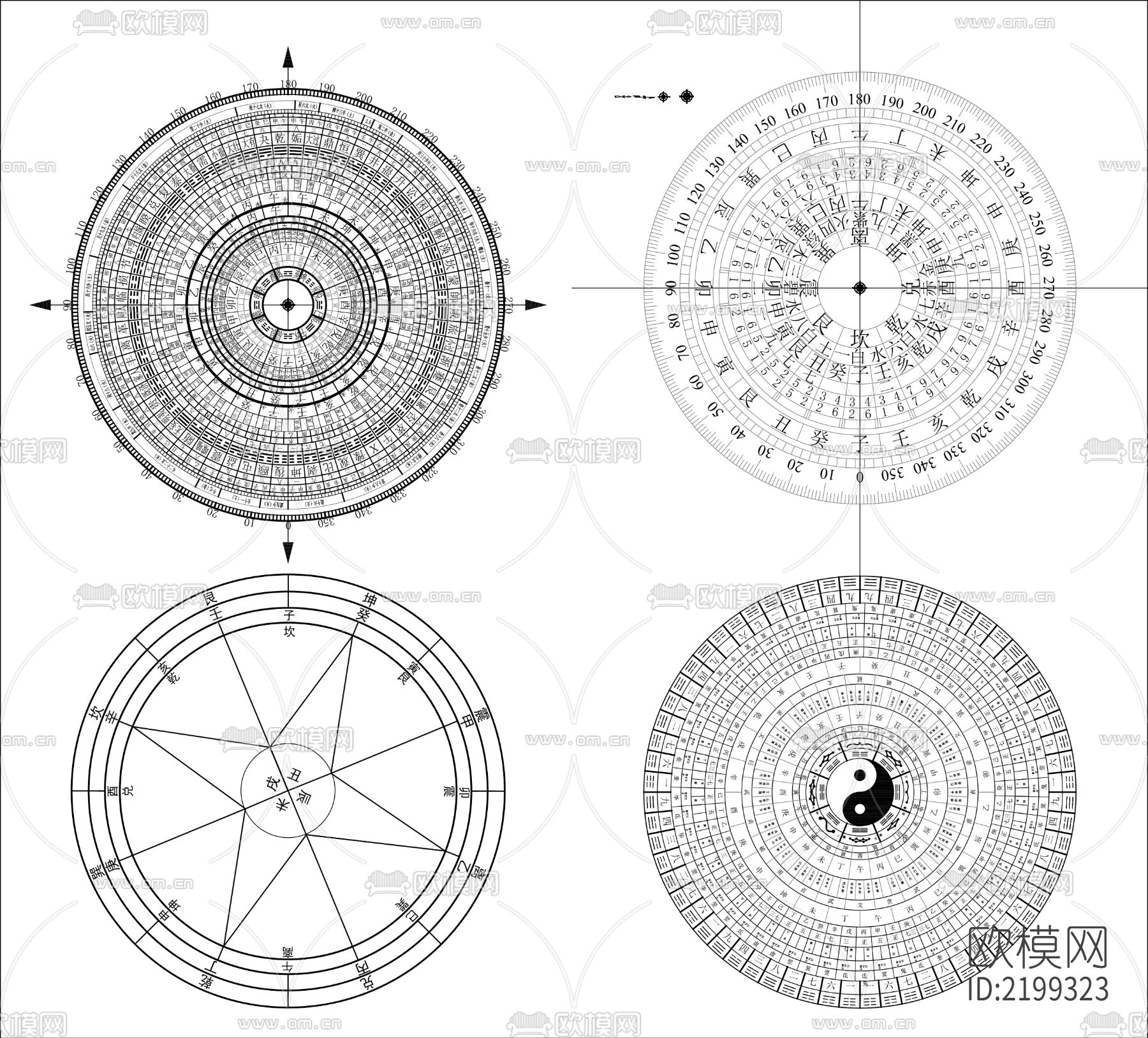 风水罗盆cad图库下载（渲染图3）