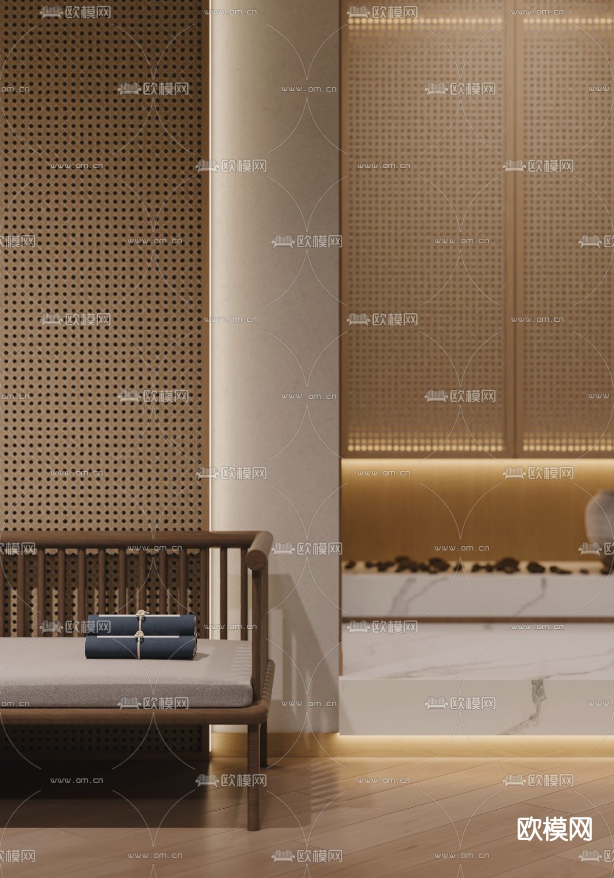 侘寂风棋牌室3d模型下载（渲染图4）