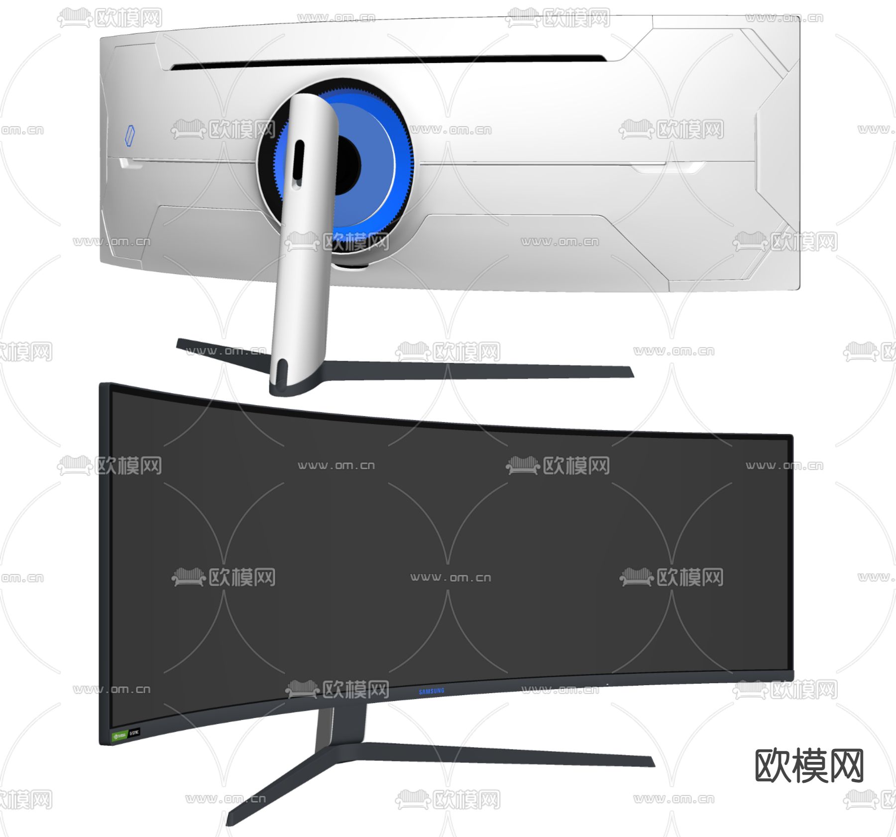 三星电竞弧面显示器su模型