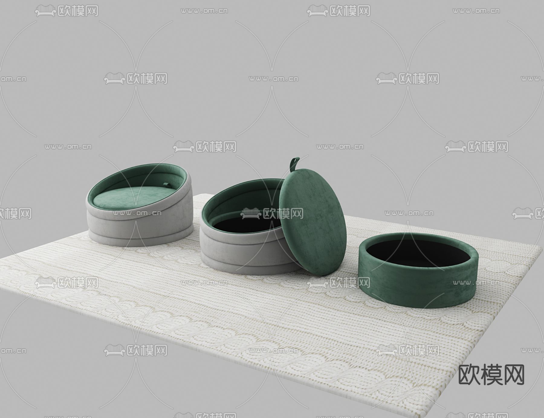 现代圆形多功能储物沙发3d模型下载（渲染图2）