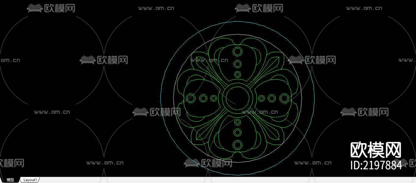 25个建筑常用木花CAD大样图下载（渲染图8）