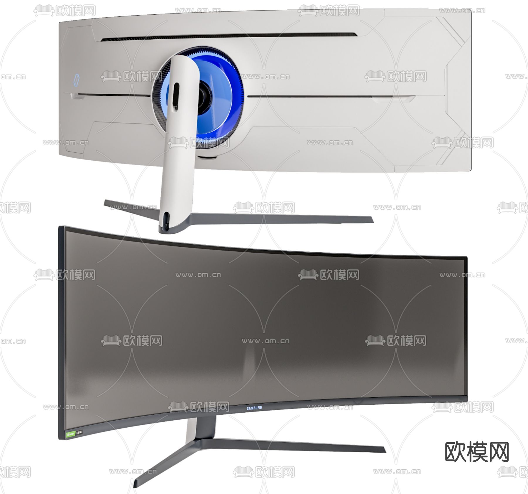 三星电竞弧面显示器su模型