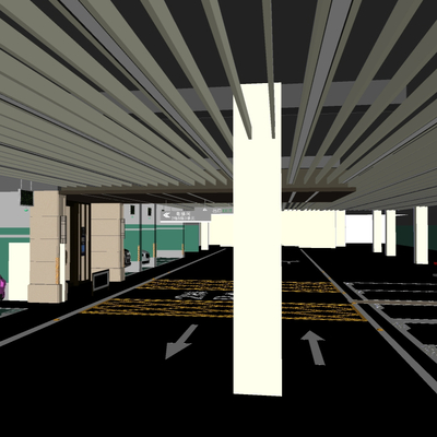 现代停车场地下车库su模型