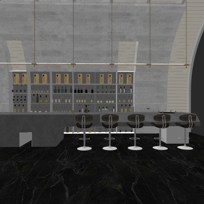  现代酒吧吧台操作台su模型 