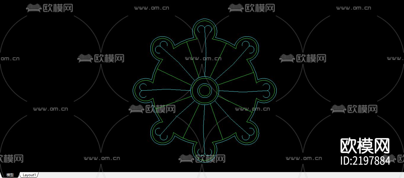 25个建筑常用木花CAD大样图下载（渲染图4）